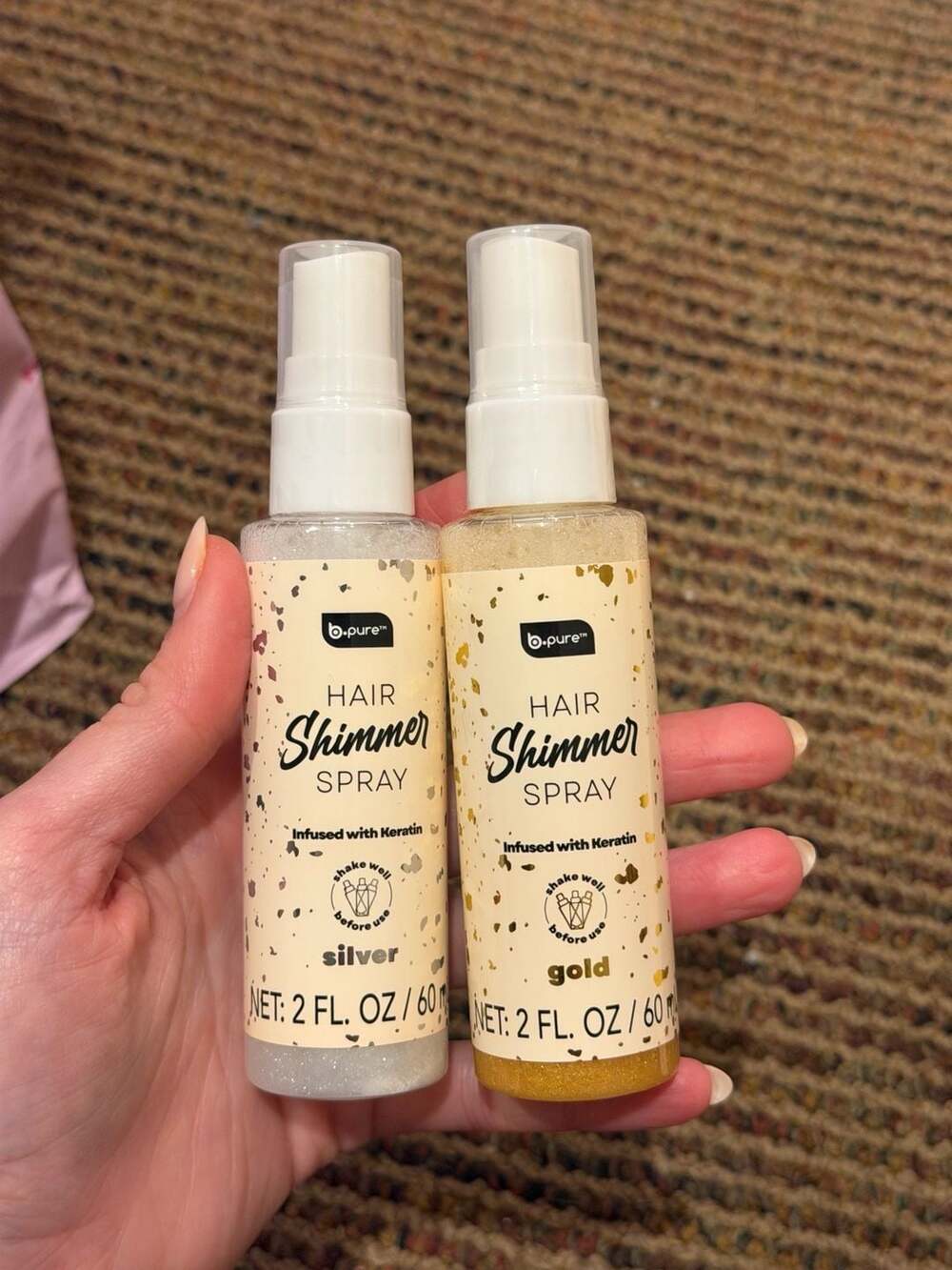 B.Pure Hair Shimmer Spray Gold And Silver